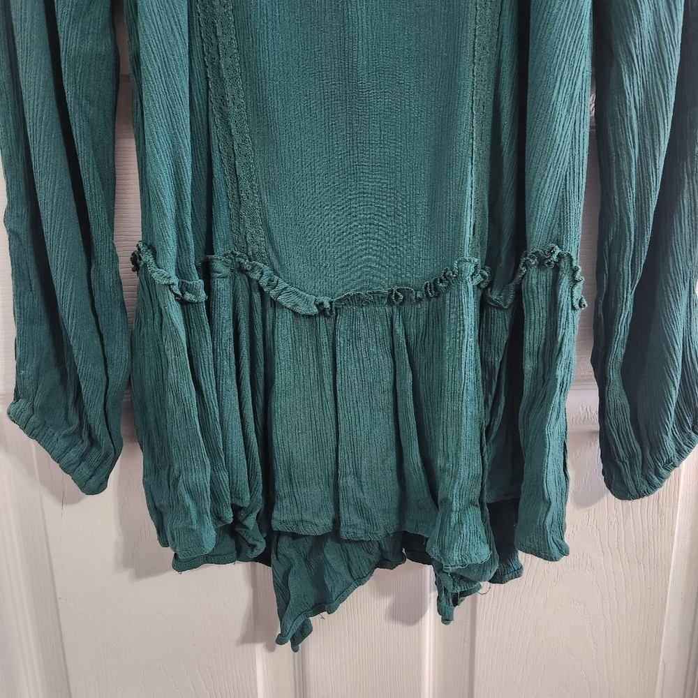 Maurices green lace gauze tunic fairycore whimsical boho peasant cottagecore med - Picture 6 of 9